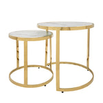 Sagebrook Home 15437-02 24" Metal Round Side Table, Gold, Set of 2