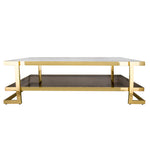 Sagebrook Home Metal/Marble Glass Coffee Table, Gold/White