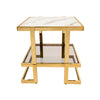 Sagebrook Home Metal/Marble Glass Side Table, Gold/White