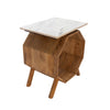 Sagebrook Home 15460 8" Wood/Marble Hexagon Side Table, Brown