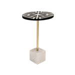 Sagebrook Home Metal/Marble Side Table W/ Resin Top, Black