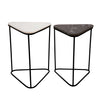 Sagebrook Home 15463 18" Metal/Marble Triangle Side Tables, Black/White, Set of 2