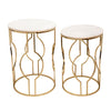 Sagebrook Home Set of 2 Metal/Marble Round Tables, Gold