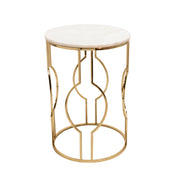 Sagebrook Home Set of 2 Metal/Marble Round Tables, Gold