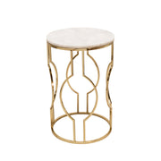 Sagebrook Home Set of 2 Metal/Marble Round Tables, Gold