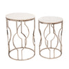 Sagebrook Home Set of 2 Metal/Marble Round Tables, Silver