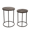 Sagebrook Home Set of 2 Metal/ Marble Side Table W/ Gold Inlays, Black