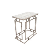 Sagebrook Home Set of 3 Metal/Marble Side Tables, Silver