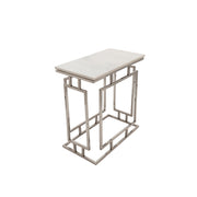 Sagebrook Home Set of 3 Metal/Marble Side Tables, Silver