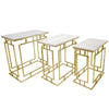 Sagebrook Home Set of 3 Metal/Marble Side Tables, Gold