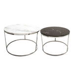Sagebrook Home 15471-01 18" Metal/Marble Coffee Table, Silver, Set of 2