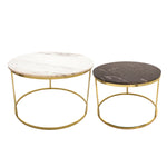 Sagebrook Home Set of 2 Metal/Marble Coffee Table, Gold