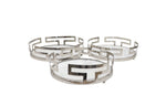 Sagebrook Home Set of 3 Metal/Marble Tray, Silver