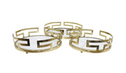 Sagebrook Home Set of 3 Metal/Marble Tray, Gold