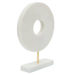 Sagebrook Home 15477 Marble 13" Ring On Base, White