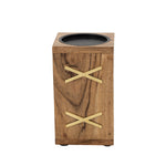 Sagebrook Home 15489-02 7" Wood Pillar Holder, Brown