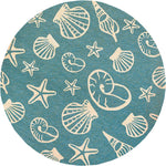 Couristan Outdoor Escape Cardita Shells 7'10" X 7"10" Round Indoor/Outdoor  Transitional Rug