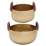 Sagebrook Home 15520 10/"/12" Bowl With Handles, Gold, Set of 2