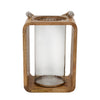 Sagebrook Home 15521-01 12" Wooden Hurricane with Rope, Natural