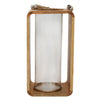 Sagebrook Home 15521-02 15" Wooden Hurricane with Rope, Natural