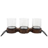 Sagebrook Home 10"H Wooden 3-Candle Holder, Brown