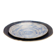 Sagebrook Home Set of 2 Decorative Metal Swirl Tray, Blue/Multi