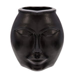 Sagebrook Home 14" Metal Decorative Face Vase, Black