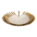 Sagebrook Home 15564 3" Decorative Metal Leaf Trays, Ivory, Set of 2