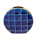 Sagebrook Home 15565-02 11" Decorative Tortoise Shell Metal Vase, Blue