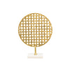 Sagebrook Home 15571-01 18" Metal Round Mesh Deco On Marble Base, Gold