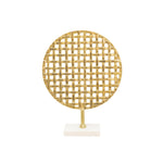 Sagebrook Home 15571-01 18" Metal Round Mesh Deco On Marble Base, Gold