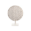 Sagebrook Home 18`` Metal Round Mesh Deco On Marble Base, Silver