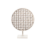 Sagebrook Home 18`` Metal Round Mesh Deco On Marble Base, Silver