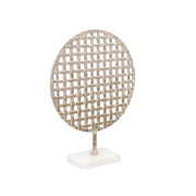 Sagebrook Home 18`` Metal Round Mesh Deco On Marble Base, Silver