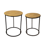 Sagebrook Home 15602 24" Round Metal Side Tables, Gold/Black, Set of 2