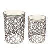 Sagebrook Home Set of 2 Metal Side Table W/ Bevelled Mirror, Silver