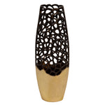 Sagebrook Home 24"H Cut-Out Vase, Black/Gold