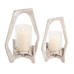 Sagebrook Home Metal Hurricane Nickel Candle Holder  10