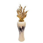 Sagebrook Home 38``H Metal  Vase W/ Leaf Like Lid, White