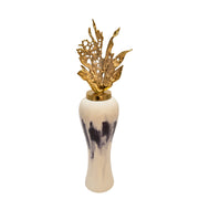 Sagebrook Home 38``H Metal  Vase W/ Leaf Like Lid, White