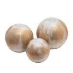 Sagebrook Home Set of 3 Metal Orbs, Cream