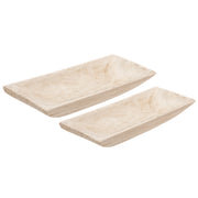 Sagebrook Home Set of 2 Wood Rectangular Tray, White