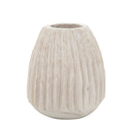 Sagebrook Home Wood, 8" Ridged Vase, White