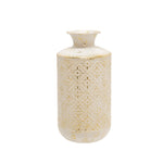 Sagebrook Home Metal  13" Deco Tribal Jar, Antique White