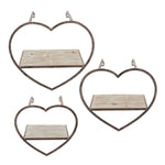 Sagebrook Home 15733-01 Metal/Wood Heart Wall Shelves, Brown, Set of 2