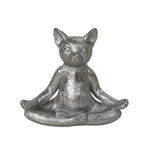 Sagebrook Home Polyresin, 7" Yoga Cat, Silver
