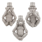 Sagebrook Home 15747 6" No Speak, Hear Or See Monkeys with Hat, Silver, Set of 3