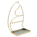 Sagebrook Home Metal 13`` Cat Jewelry Rack, Gold