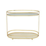 Sagebrook Home Metal 8`` 2-Tier Trinket Tray, White Glitter
