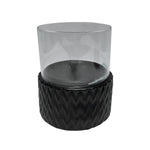 Sagebrook Home Black Ceramic /Glass 10" Pillar Holder, Chevron